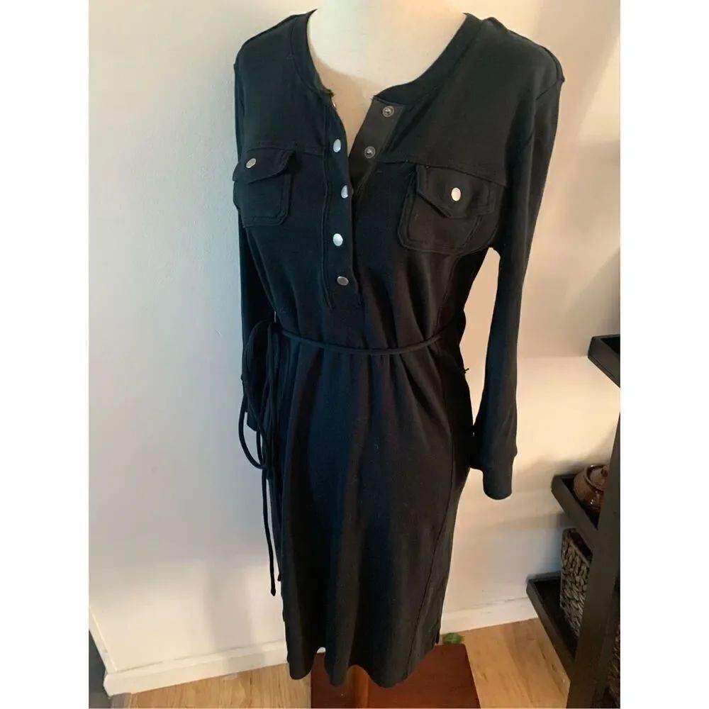 Ralph Lauren Lauren jeans, medium black stretchy cotton dress with a tie quarter